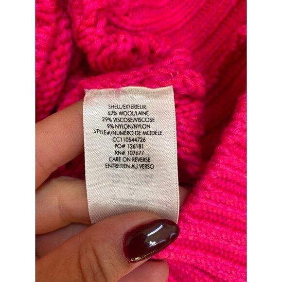 ALICE + Olivia BNWOT Womens "Lennie" Cable Sweater Mini Dress Small Bright Pink - Picture 7 of 8